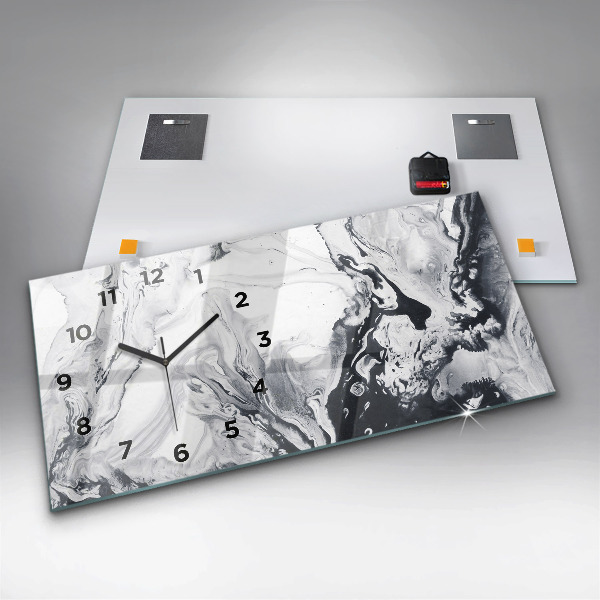 Reloj de cristal horizontal Mármol abstracto de tinta
