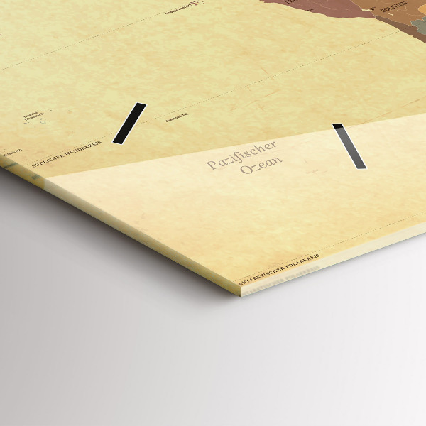 Reloj de cristal horizontal Mapamundi estilo vintage