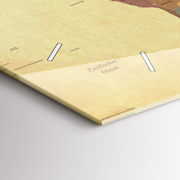 Reloj de cristal horizontal Mapamundi estilo vintage