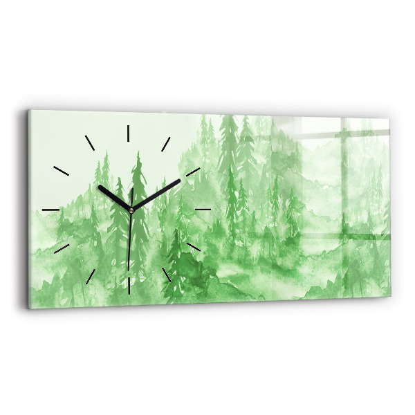 Reloj de cristal horizontal Pintura de un bosque verde