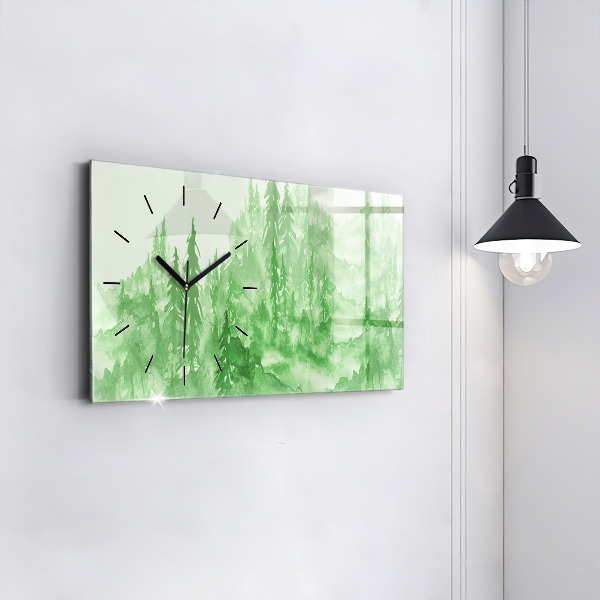 Reloj de cristal horizontal Pintura de un bosque verde