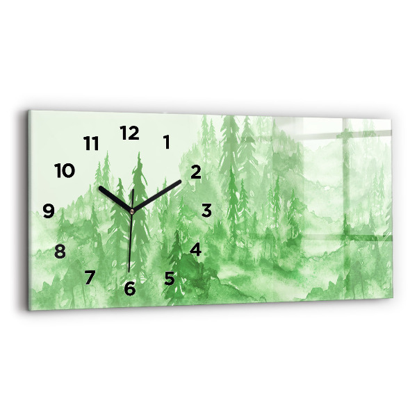 Reloj de cristal horizontal Pintura de un bosque verde