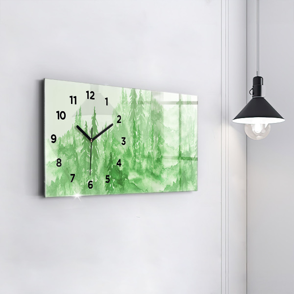 Reloj de cristal horizontal Pintura de un bosque verde