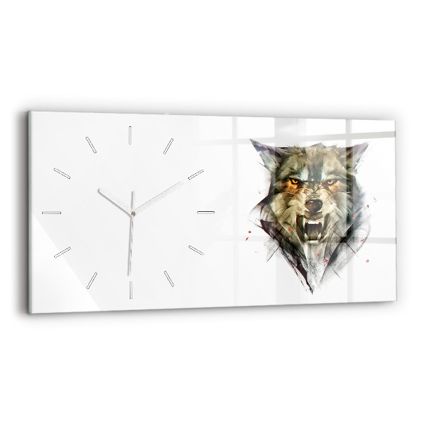 Reloj horizontal Retrato dibujado de un lobo