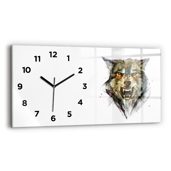 Reloj horizontal Retrato dibujado de un lobo