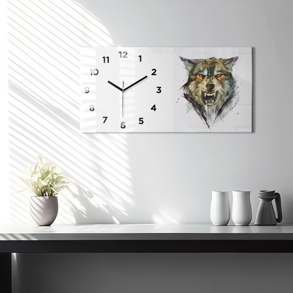 Reloj horizontal Retrato dibujado de un lobo
