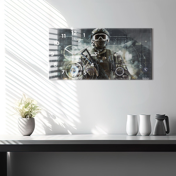 Reloj de cristal horizontal Soldado con pistola