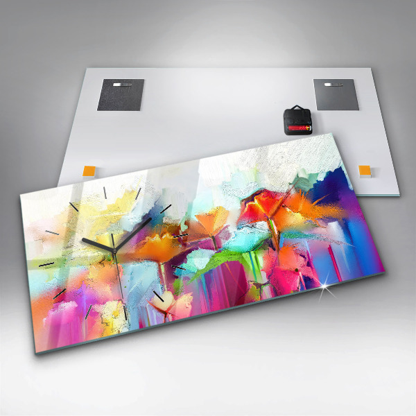 Reloj horizontal Flores abstractas