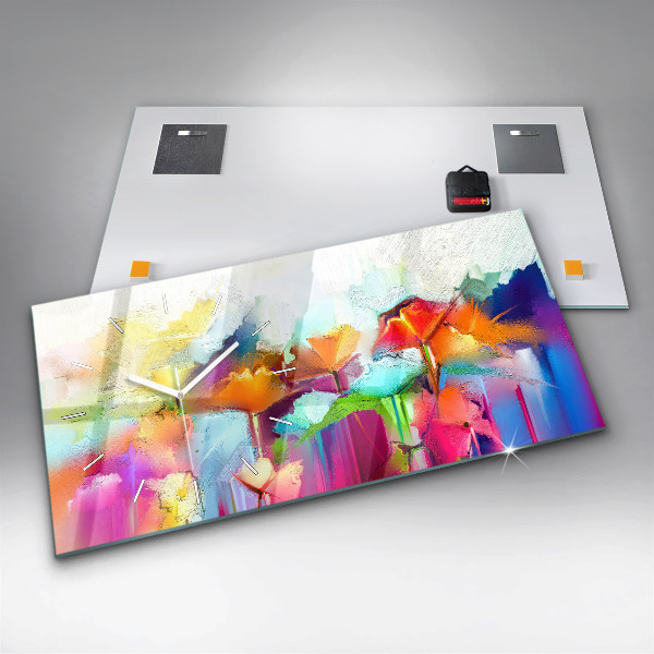 Reloj horizontal Flores abstractas