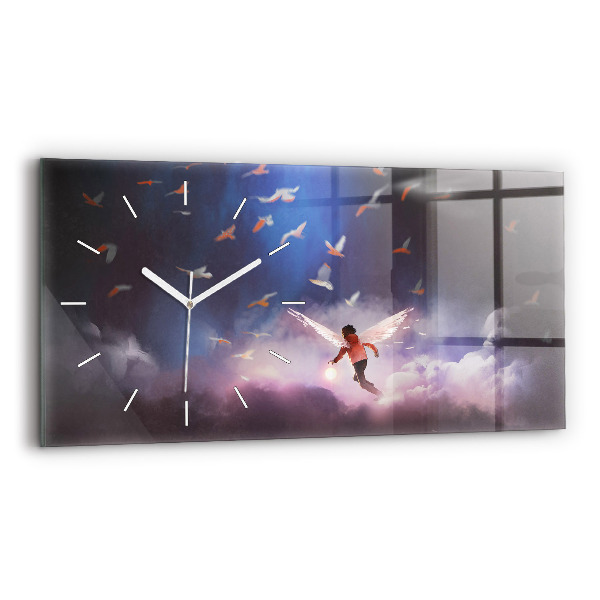 Reloj de cristal horizontal Niño con alas