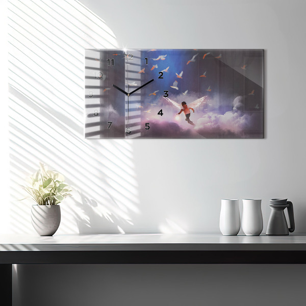 Reloj de cristal horizontal Niño con alas