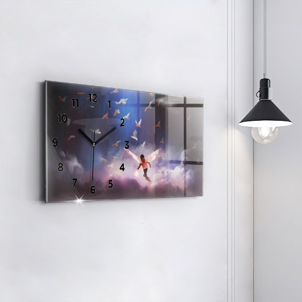 Reloj de cristal horizontal Niño con alas
