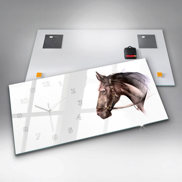 Reloj horizontal Perfil pintado de un caballo