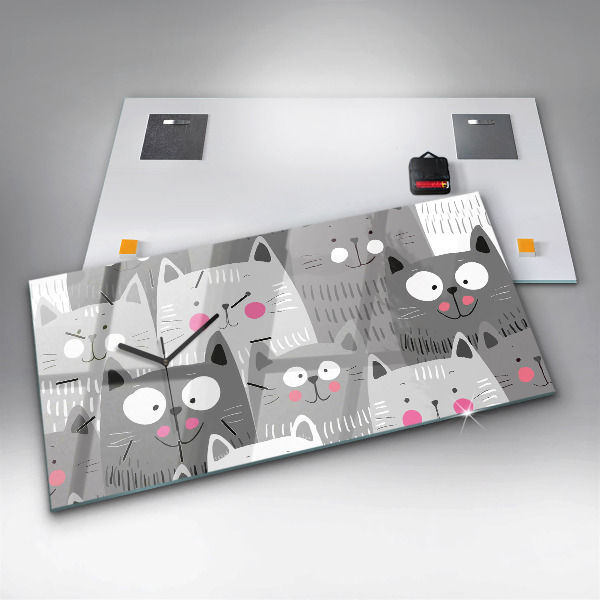 Reloj horizontal Patrón con gatos