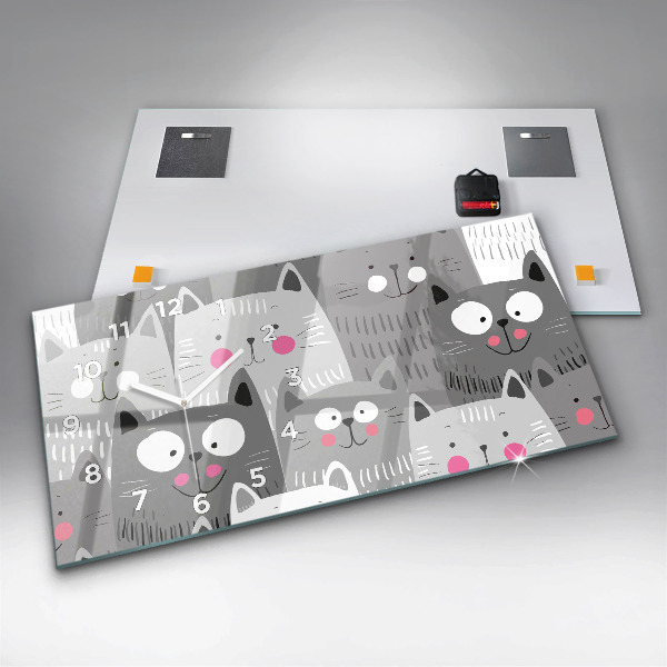 Reloj horizontal Patrón con gatos
