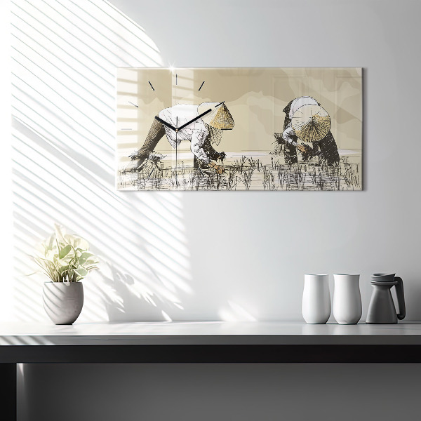 Reloj de cristal horizontal Mujer recogiendo arroz