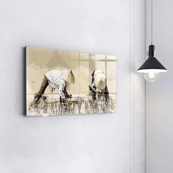 Reloj de cristal horizontal Mujer recogiendo arroz