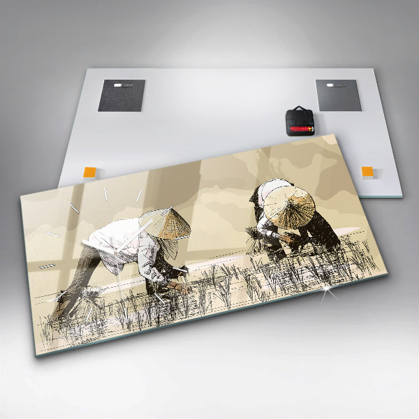 Reloj de cristal horizontal Mujer recogiendo arroz