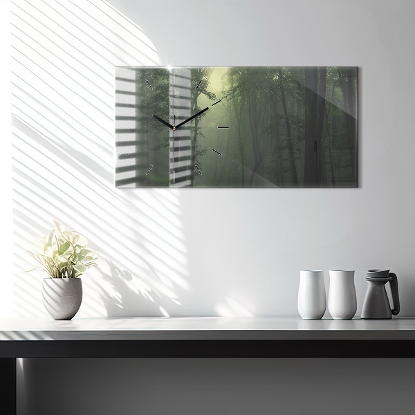Reloj de cristal horizontal Bosque brumoso por la mañana