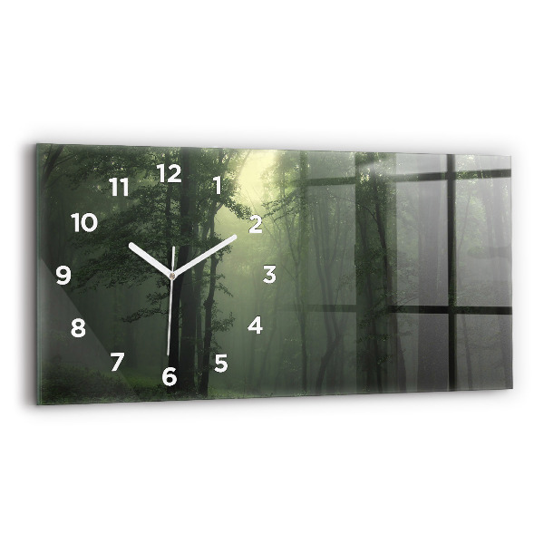 Reloj de cristal horizontal Bosque brumoso por la mañana