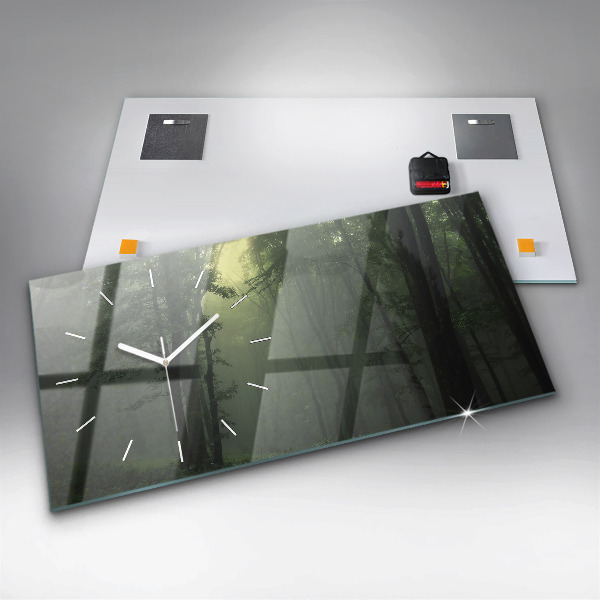 Reloj de cristal horizontal Bosque brumoso por la mañana