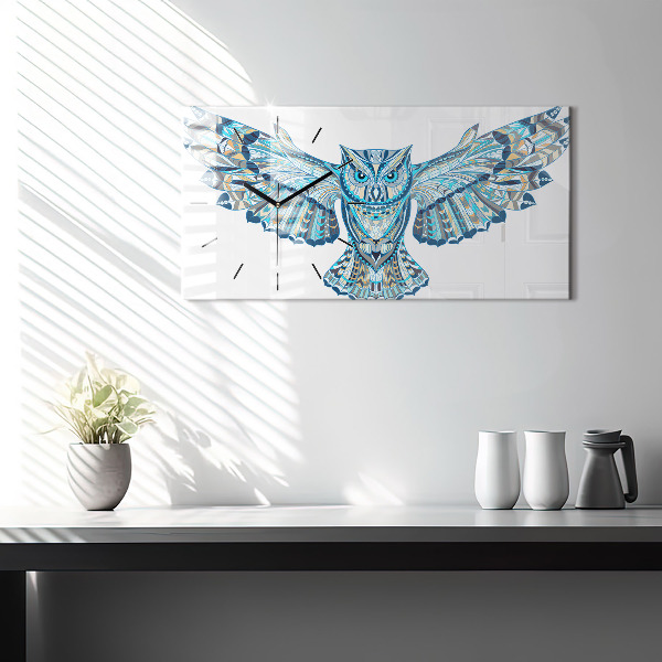 Reloj de cristal horizontal Búho en vuelo