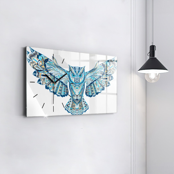 Reloj de cristal horizontal Búho en vuelo