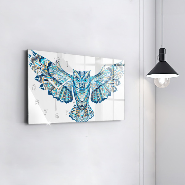 Reloj de cristal horizontal Búho en vuelo