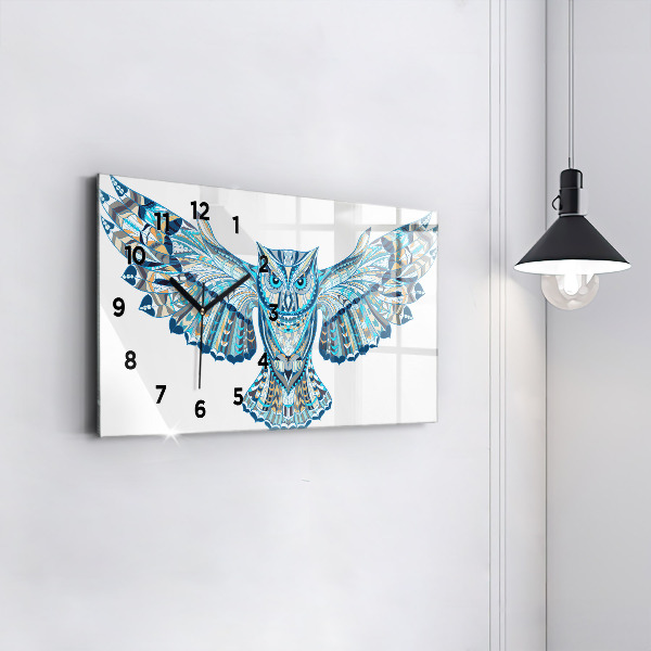 Reloj de cristal horizontal Búho en vuelo