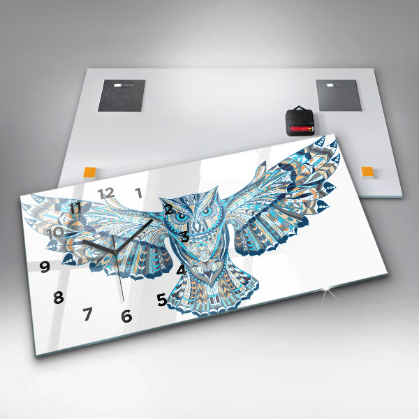Reloj de cristal horizontal Búho en vuelo