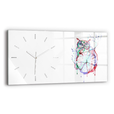 Reloj de cristal horizontal Ilustración de un búho y un reloj