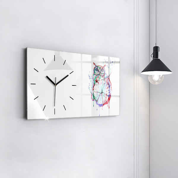 Reloj de cristal horizontal Ilustración de un búho y un reloj