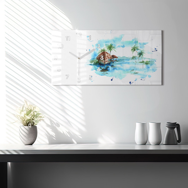 Reloj de cristal horizontal Cuadro isla desierta