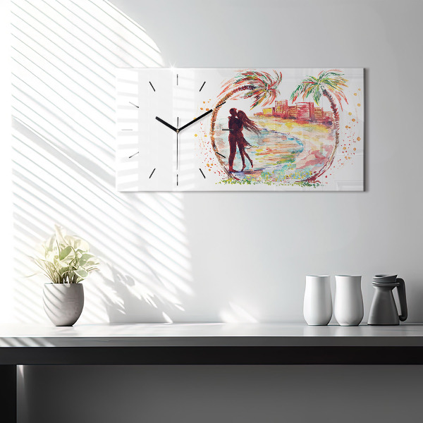 Reloj horizontal Acuarela Amor en Miami Beach