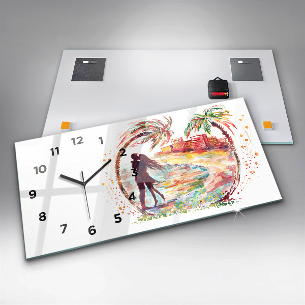 Reloj horizontal Acuarela Amor en Miami Beach