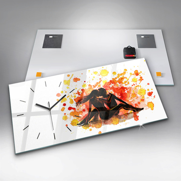 Reloj de cristal horizontal Amor y una pareja de enamorados