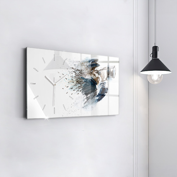 Reloj horizontal Capitán de barco con prismáticos