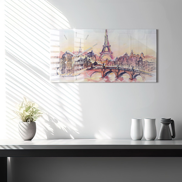 Reloj de cristal horizontal Paisaje pintado de París