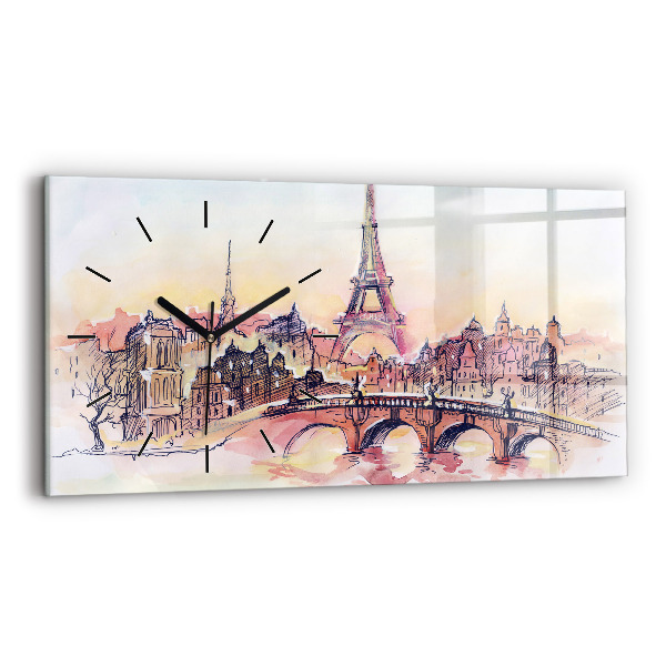 Reloj de cristal horizontal Paisaje pintado de París