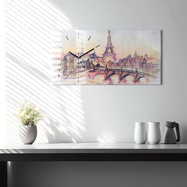 Reloj de cristal horizontal Paisaje pintado de París