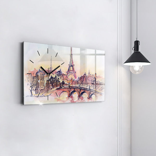 Reloj de cristal horizontal Paisaje pintado de París