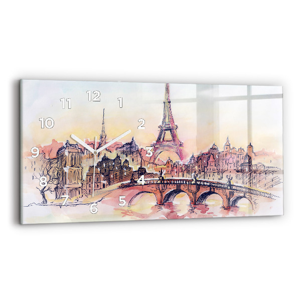 Reloj de cristal horizontal Paisaje pintado de París