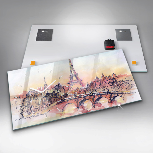 Reloj de cristal horizontal Paisaje pintado de París