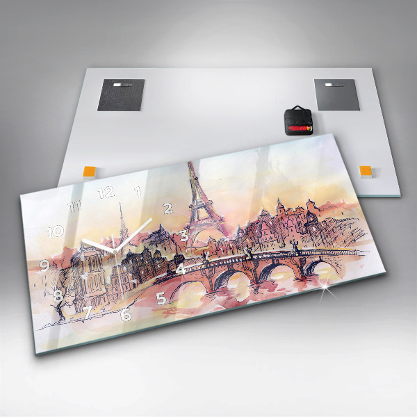 Reloj de cristal horizontal Paisaje pintado de París