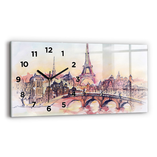 Reloj de cristal horizontal Paisaje pintado de París