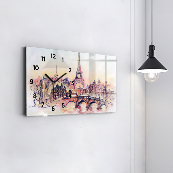 Reloj de cristal horizontal Paisaje pintado de París