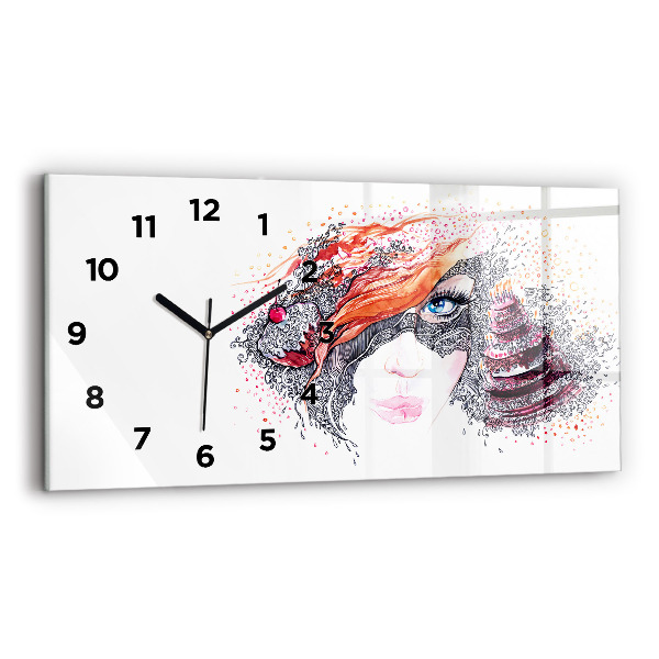 Reloj de cristal horizontal Dulce mujer con pastel