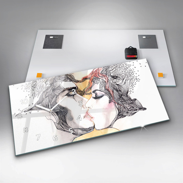 Reloj horizontal Dibujo de un beso de amor