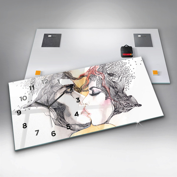 Reloj horizontal Dibujo de un beso de amor