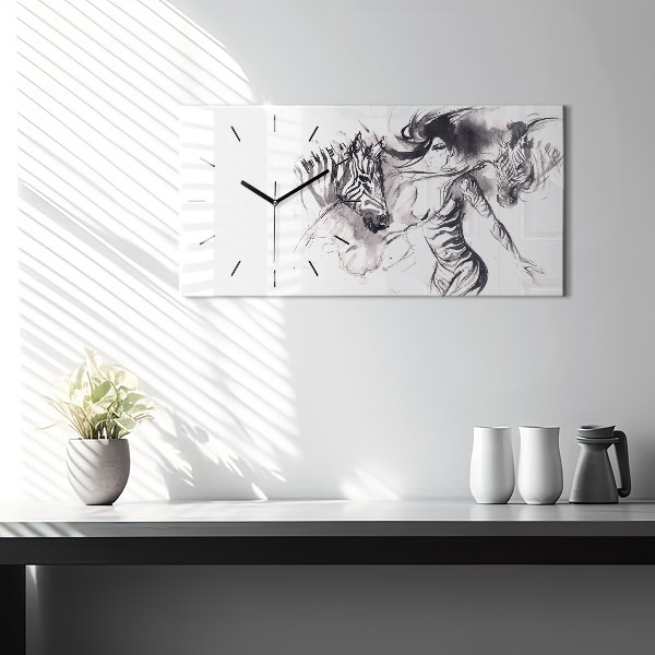 Reloj horizontal Mujer y cebras